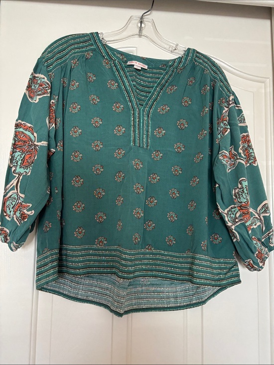 Knox Rose Tops - Knox Rose Green Boho Floral Tunic Top